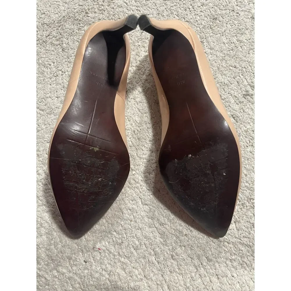 Cole Haan Womens 8.5 B Grand.0S Abigail Nude Pointed Toe Leather Heels W04840